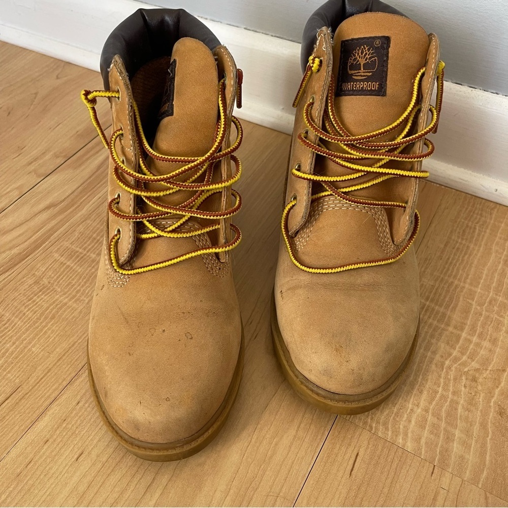 Timberland Kids Tan and Brown Boots Vintage 90’s Leather - Picture 2 of 10